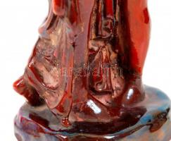 Zsolnay Orfeusz és Euridiké, ökörvérmázas, sérült, jelzett, formaszám: 8819, m:28 cm