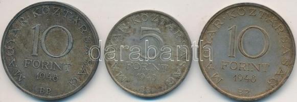 1948. 5Ft Ag "Petőfi" + 10Ft Ag "Széchenyi" (2x) T:2,2-