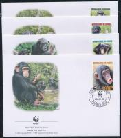 WWF: Chimpanzees set on 4 FDC WWF: Csimpánzok sor 4 db FDC-n