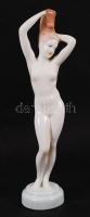 Aquincumi porcelán női akt, kézzel festett, jelzett / Hand painted porcelain female nude, m: 23cm