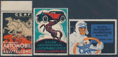 1925-1932 Autókiállítások 3 klf levélzáró