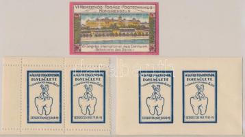 1928-1929 Magyar Fogorvosok Egyesülete és Fogász Kongresszus 5 db levélzáró, közte párok és vágott is