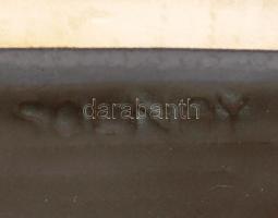 Zsolnay fedeles asztali kínáló hullámszalagos fedélfogó díszítéssel, apró lepattanásokkal, jelzett, ...