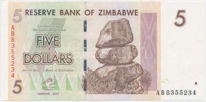 Zimbabwe 2007. 5$ T:I Zimbabwe 2007. 5 Dollars C:UNC