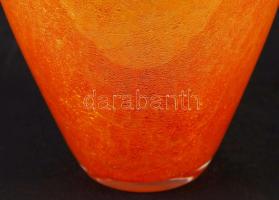 Mézsárga kraklé üvegváza, hibátlan, m: 25 cm