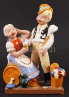 Söröző párocska, jelzés nélkül, máz hibákkal, m:17 cm