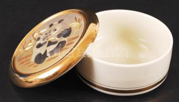 Panda macis ékszertartó dobozka, jelzett (Chokin), hibátlan, aranyozott, d:10 cm