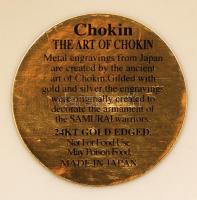 Panda macis ékszertartó dobozka, jelzett (Chokin), hibátlan, aranyozott, d:10 cm