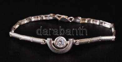 Ezüst (Ag) karkötő cirkónia díszítéssel, jelzett, h: 17 cm, br: 7,4 g / Silver bracelet, br: 7,4 g