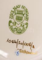 Zsolnay porcelán áttört kaspó, kézzel festett virágmintás kaspó, hibátlan, jelzett, m: 10 cm, d: 9 c...