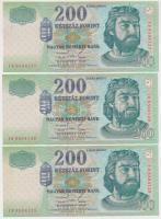 1998. 200Ft "FD" (3x) egymásutáni sorszámmal T:I