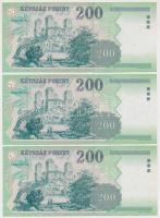 1998. 200Ft "FD" (3x) egymásutáni sorszámmal T:I
