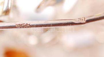 Ezüst (Ag) pillangó formájú kitűző borostyán díszítéssel, jelzett, 11,5 g /
Butterfly, silver brooch...