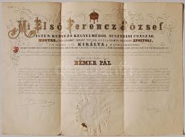 1869 Nagyalakú kanonoki kinevezés Bémer Pál részére Ferencz József saját kezű aláírásával és a nagyváradi püspök ellenjegyzésével