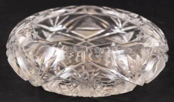 Ólomkristály hamutartók, hibátlanok és egy tál apró csorbákkal, d:13 és 14 cm, d:21 cm