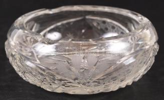 Ólomkristály hamutartók, hibátlanok és egy tál apró csorbákkal, d:13 és 14 cm, d:21 cm