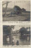 Radomsko, Nowo-Radomsk; farm, horses, cows, pond, children, photo (EK)