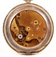 Langendorf ezüst zsebóra sérült hátsó zsanérral, járó szerkezettel, de tisztításra szorul / Langendo...