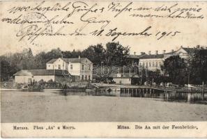 Jelgava, Mitau; Die Aa, Feonbrücke / river, bridge (EK)