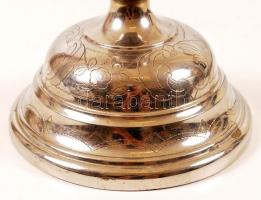 Alpakka gyertyatartó, kézzel véset gilosált növényi díszítéssel, javított, m:30 cm