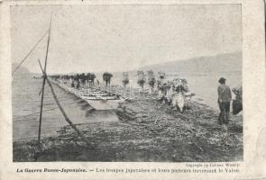 Russo-Japanese War, Japanese troops and their bearers through the Yalu river (small tear)