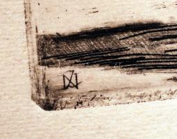 Würtz Ádám (1927-1994): Szépművészeti Múzeum. Rézkarc, papír, jelzés a karcon, enyhén foltos, 8×14 c...