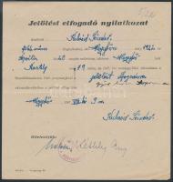 1947 A Szociáldeokrata párt jelölést elfogadó nyilatkozata Kéthly Anna és Marosán György saját kezű aláírásával