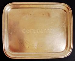 J.L. Hermann alpakka kávéházi tálca, jelzett, 32x25 cm, valamint Berndorfer alpakka kávéházi tálca, jelzett, 22x27 cm.