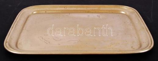 J.L. Hermann alpakka kávéházi tálca, jelzett, 32x25 cm, valamint Berndorfer alpakka kávéházi tálca, ...