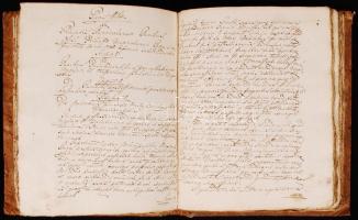 Idea Universi Iuris Hungarici. Latin ynelvű, kézzel írott könyv, 1720-ból, kartonált kötés, jó állap...