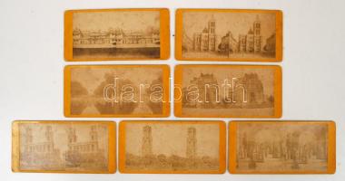 cca 1860 Párizs, 7 db sztereófotó, 18x8 cm / cca 1860 Paris, 7 stereo photo, 18x8 cm