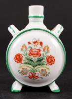 Zsolnay porcelán kulacs, kézzel festett, virágmintás. Jelzett, hibátlan, m: 9 cm
