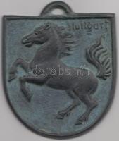 Németország DN "Stuttgart" fém plakett füllel. Szign.: R. Köll Geradstetten (88x82mm) T:2 Germany ND "Stuttgart" metal plaque with ear. Sign: R. Köll Geradstetten (88x82mm) C:XF