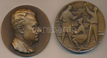 Vincze Dénes (1924-1972) 2db klf Br plakett (80mm) T:2