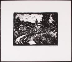 Cseh Anna Mária (1926-1999): Szentendre. Linó, számozott, papír, jelzett, 16×22 cm