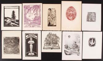 10 különböző ex libris, köztük jelzettek