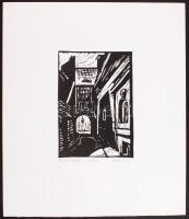 Cseh Anna Mária (1926-1999): Budai átjáró. Linó, számozott, papír, jelzett, 17×12 cm