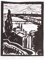Cseh Anna Mária (1926-1999): Kilátás a Dunára. Linó, számozott, papír, jelzett, 17×12 cm