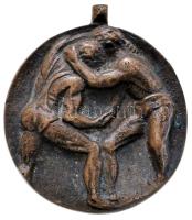 DN Azonosítatlan egyoldalas birkózó Br érem (57mm) T:2 ND Unidentified one-sided wrestling Br medallion (57mm) C:XF