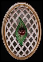 Kézzel festett, áttört régi Hollóházi bonbonniere, apró lepattanással, 17x11 cm