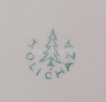 Kézzel festett, áttört régi Hollóházi bonbonniere, apró lepattanással, 17x11 cm