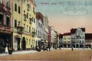 Ostrowo, Markt / market, Globus shop, Max Kutschker's Hotel