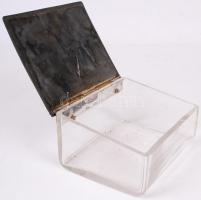 Ló fejes névjegykártya tartó, üveg-ón, apró csorbával, 13×15 cm