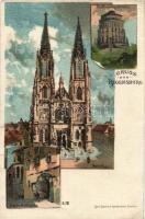 Regensburg, Befreiungshalle, Katedral, Porta Prätoria /  Hall of Liberation, cathedral litho s: Heinisch (r)