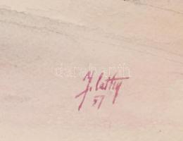 Joláthy Attila (1927-1998): Franciaországi városkép. Akvarell, papír, jelzett, paszpartuban, 19x25 c...