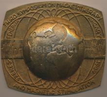 1986. "3. Magnetoterápiás Kongresszus Székesfehérvár" domború Br plakett (101x119mm) T:2 Hungary 1986. "Third Symposium on Magnetotherapy and Magnetic Stimulation Székesfehérvár" Br plaque C:XF