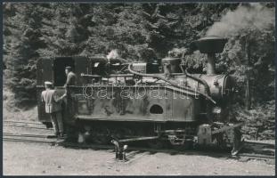 cca 1920-1930 H. Figlhuber: Gőzmozdony, pecséttel jelzett, 14x9 cm