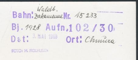 cca 1920-1930 H. Figlhuber: Gőzmozdony, pecséttel jelzett, 14x9 cm