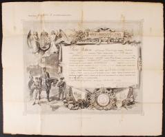 1907 Honvéd végelbocsájtó levél nagyon jó állapotban 60x50 cm