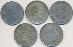 1947. 5Ft Ag "Kossuth" (5x) T:vegyes